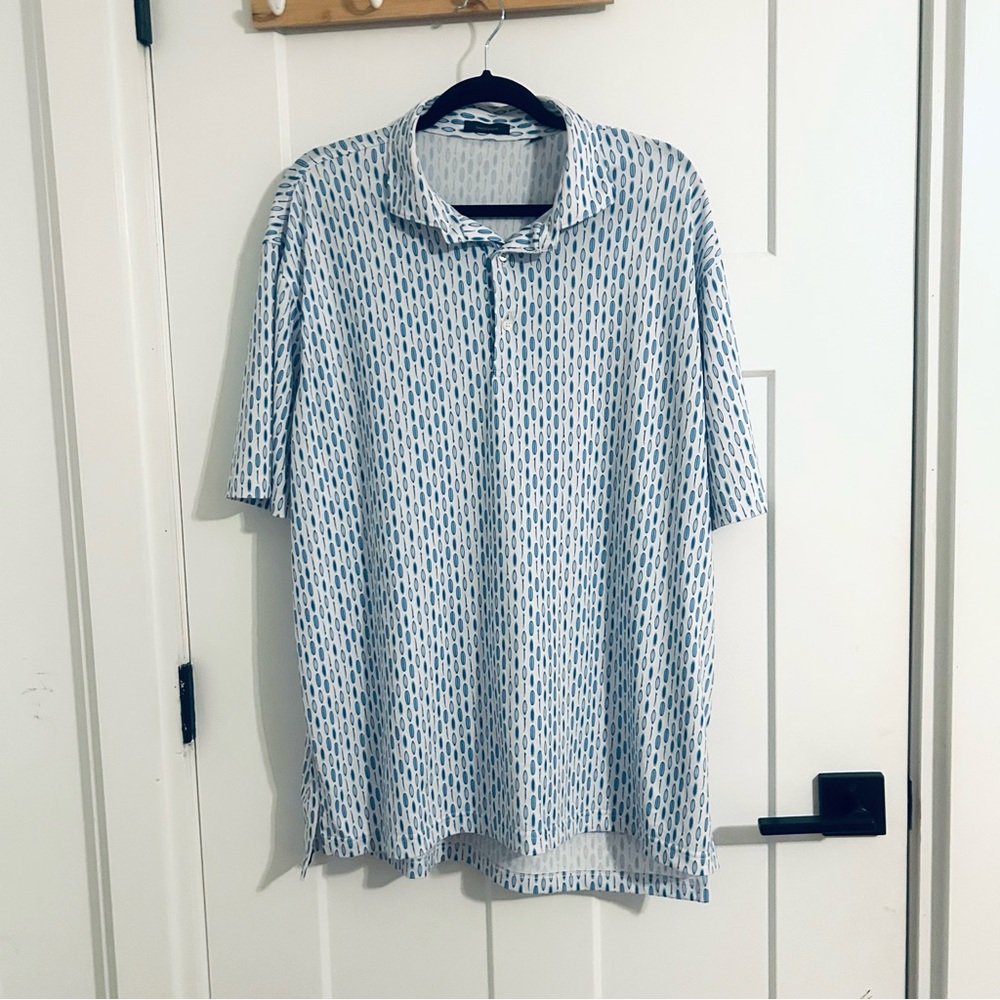 Men's Blue Patterned Polo Shirt
